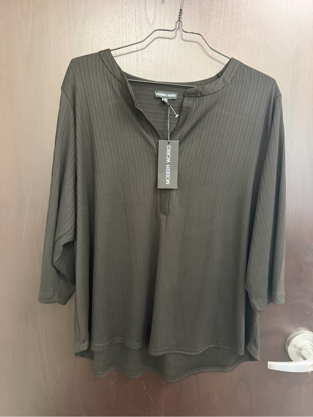 Modern Works Black Split-Neck Textured Tunic Women’s 3XL NWT